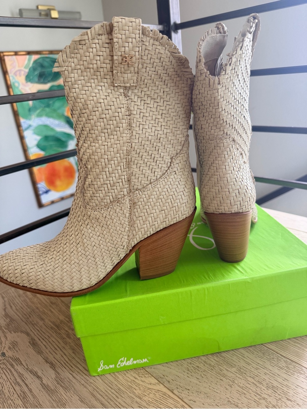 Sam Edelman Tracy Woven Leather Western Boots, Size 9 - NEW IN BOX - Picture 5 of 10